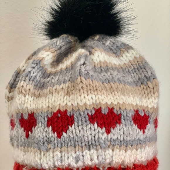 Hand Knits 2 Love Beanie Hat Cap Hearts Designer - Picture 12 of 13